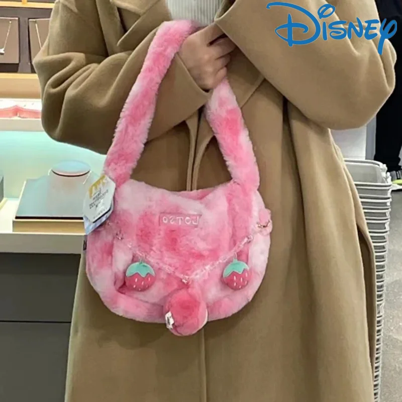 

Disney Anime Plush Toy Kawayi Strawberry Bear Lotso Alien Messenger Bag Cartoon Soft Plush Cute Handbag Shoulder Bag Girls Gift