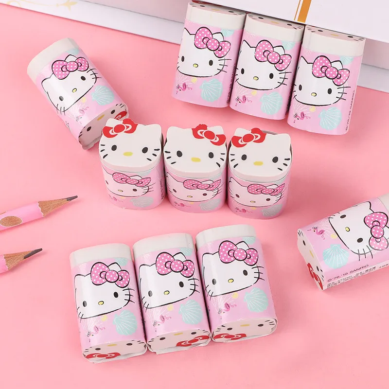 12 Pcs/ Hello Kitty Sanrio Kawaii Stationery Dolls Eraser Rubber Promotional Gift Primary Student Prizes |
