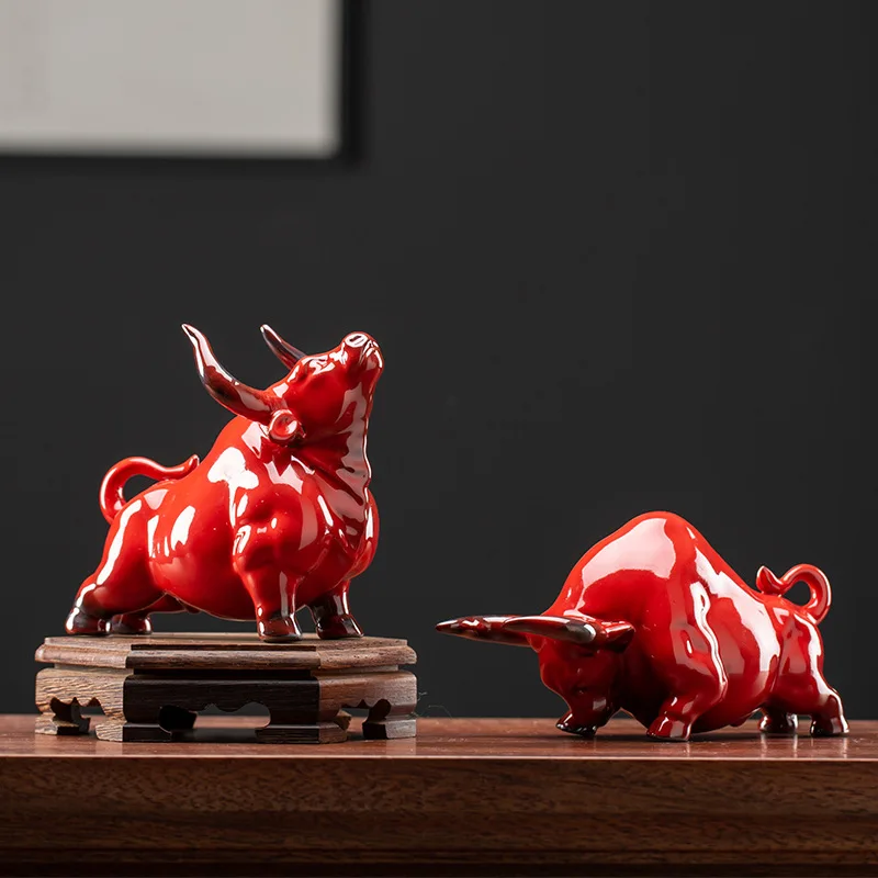 Фото Абстрактный Бык Lucky Ceramics, статуэтка быка скот из коровы и буйвола, скульптура, настольное украшение, Декор для дома №4