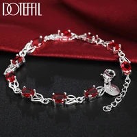 doteffil 925 sterling silver charm red aaa zircon bracelet for women wedding engagement party fashion jewelry