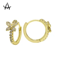 agsnilove cubic zirconia hoop earrings butterfly 14k gold plated lightweight hoops for women all day wear party jewelry