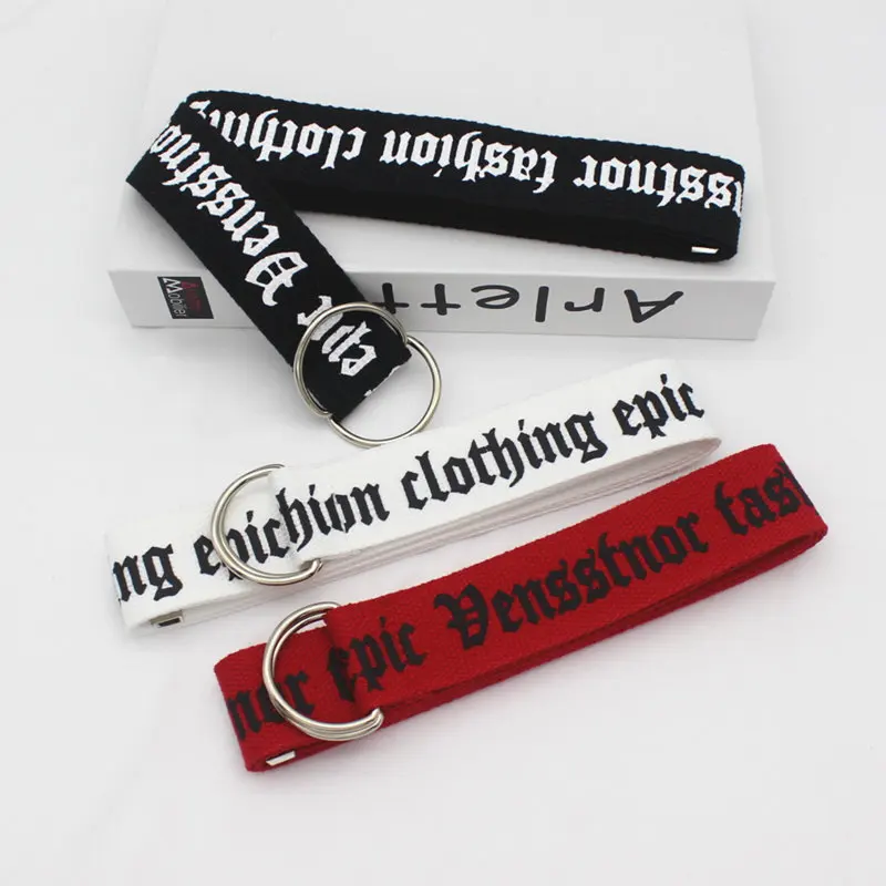 

Harajuku Canvas Belts for Women Men Punk Belt Ladies Letter Waist Strap Jeans Trouser Female Waistband Black Belts Waist Belt