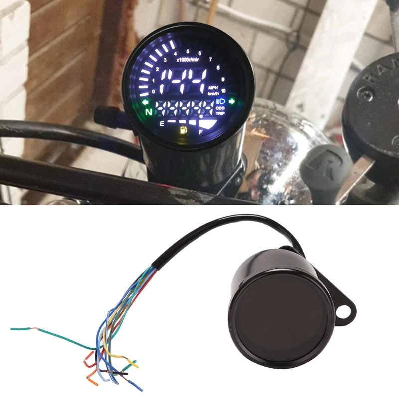 Universal Motorcycle Meter Speedometer Digital Odometer Round Speed Meter for Honda Yamaha