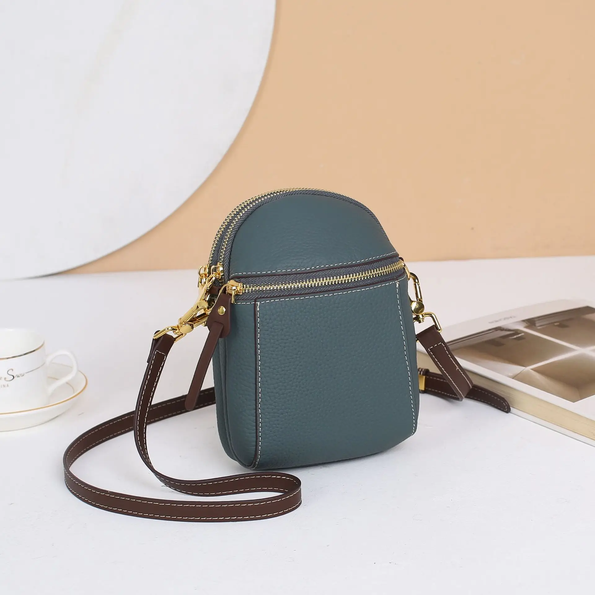 Genuine Leather Women's Crossbody Shoulder Bag Women Cross Body Messenger Satchel Small Cute Kawaii Bags for Ladies Cell Phone