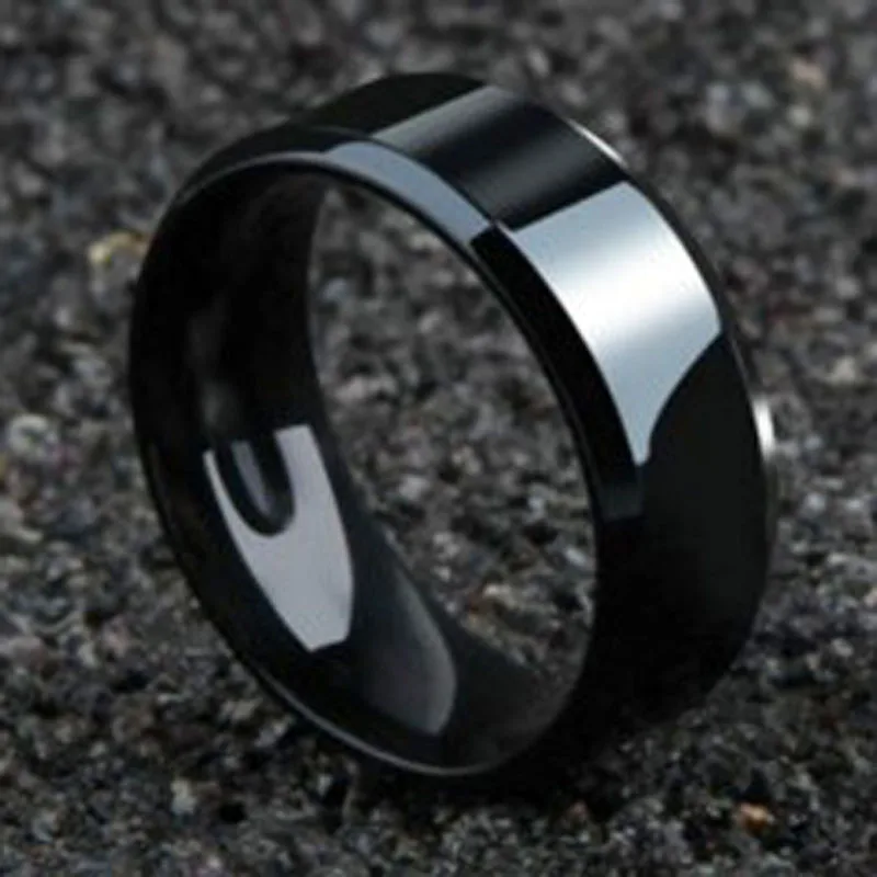 Hot Minimalism Black Circular Rings For Men Women Fashion Stainless Steel Lovers Ring Charming Jewelry For Wedding Party Gifts