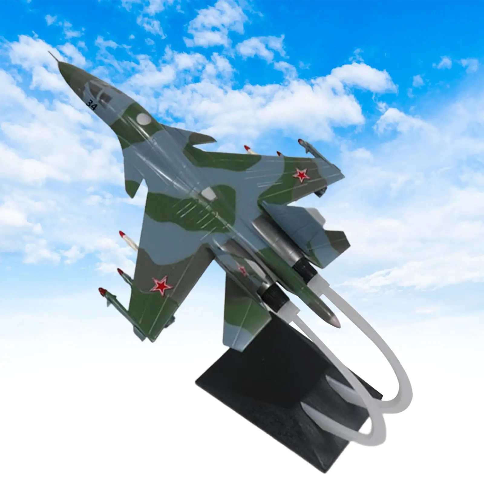 

1:72 Aircraft Toy SU34 Fighter Model with Display Stand Ornament High Simulated Plane Model for Desktop Decor Gift Table Bedroom