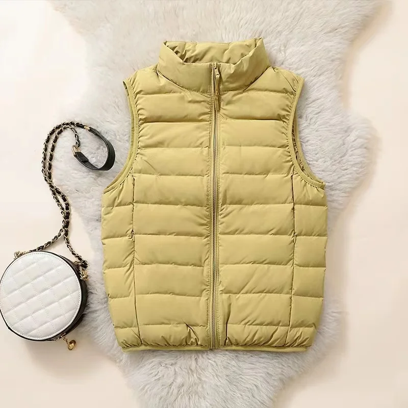 QAZIQILAND Womens Packable Ultra Lightweight 90% Duck Down Puffer Vest 2023 Autumn Winter New Woman Sleeveless Portable Jacket