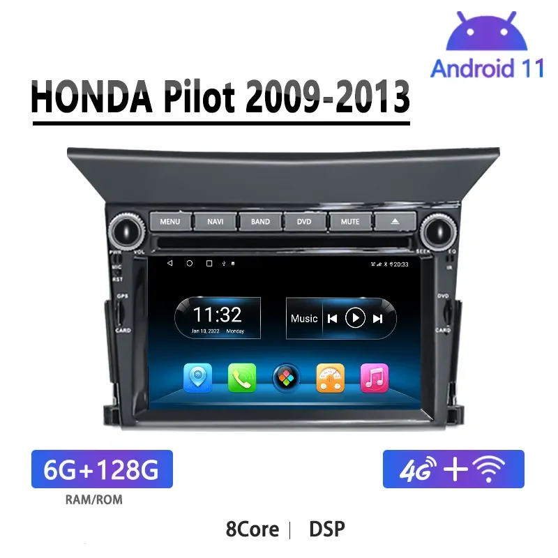 

For Honda Pilot 2009 2010 2011 2012 Android Octa Core Car Radio DVD Multimedia Video Player GPS Navigation Head Unit 4G Carplay