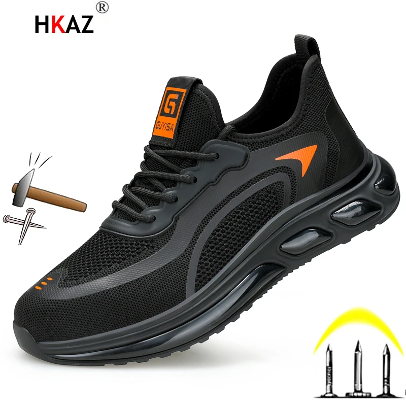 

New Air Cushion Women Boots Men Shoes Indestructible Safety Shoes Anti-punctur Lightweight Breathable Size 40-48 Work Boots 7912