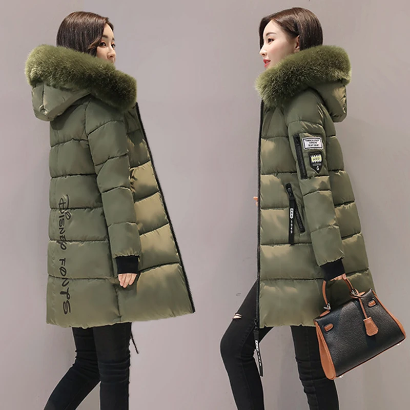 Anbenser Jacket Women's Winter Coats Solid Thick Parkas Woman Clothing Hot Sale Fur Hooded Zipper Warm Overcoats Female Clothes