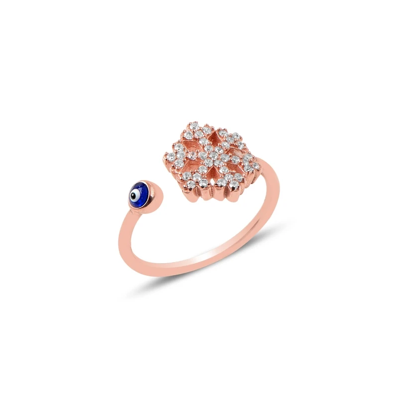 

Silver 925 Sterling White Zircon Stone Adjustable Tall Snowflake Ring