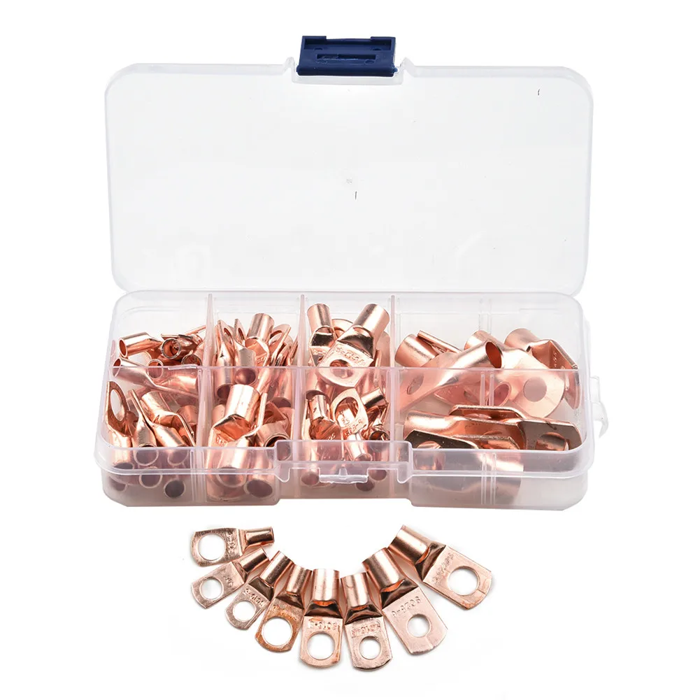 

60Pcs Peep Hole Copper Terminal Boxed Bare Copper Terminal SC Series Terminal Cold Pressed End Home Tool Parts