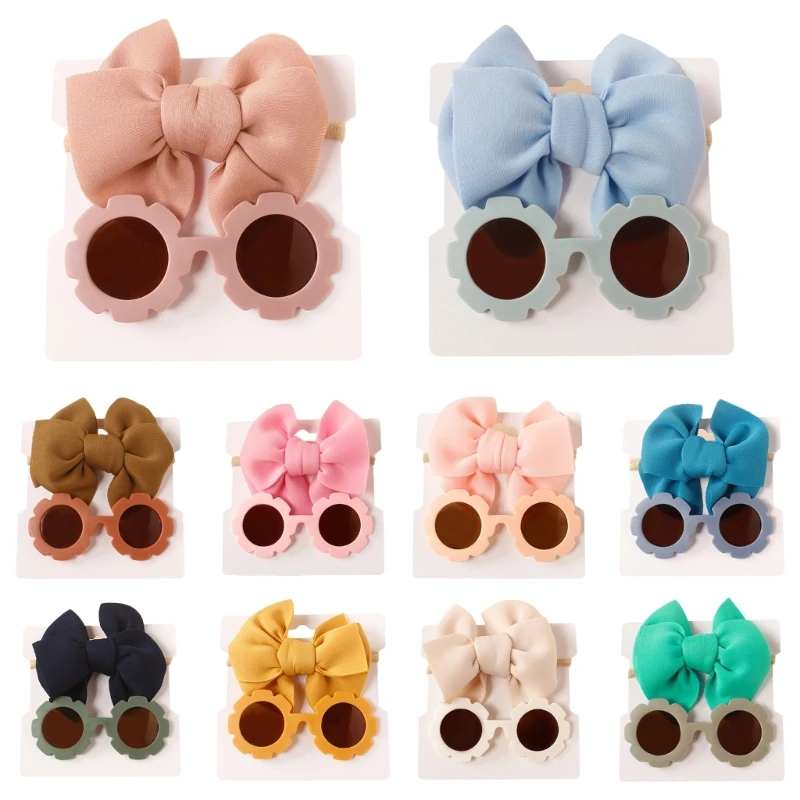 

Children Decorations Bows Hair Band with Round Sunglasses Baby Girl Supplies X90C