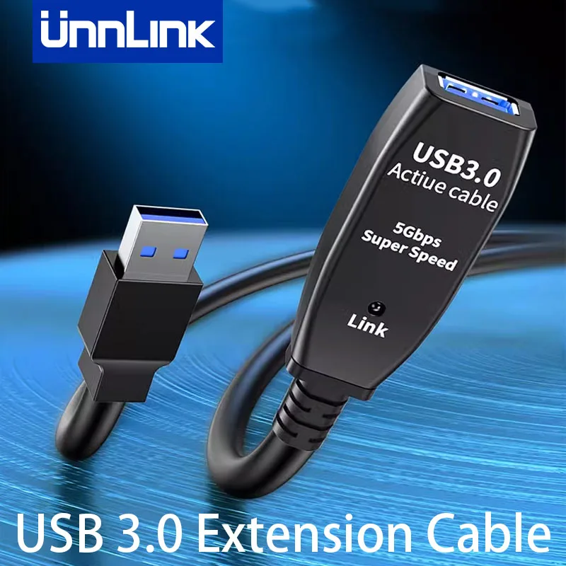 

UNNLINK USB 3.0 Extension Cable Male To Female USB 3.0 Cable For PC Computer SSD Hard Disk Laptop Mouse Data Connection Cables