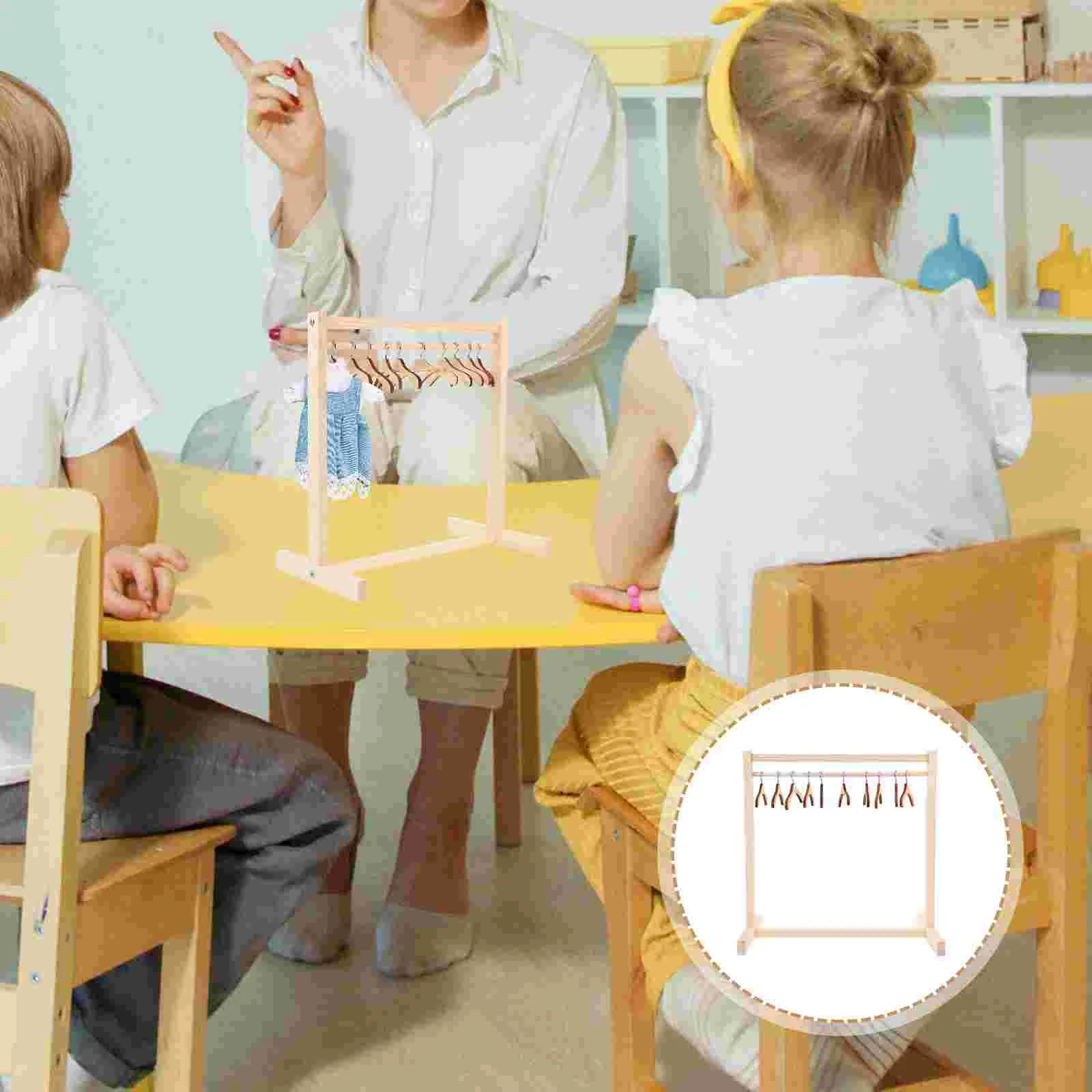 

Dollhouse Hanger Garment Holder Wooden Rack Hangers Clothing Clothes Wall Mounted