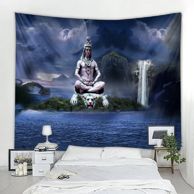 

Psychedelic Buddha Backdrop Decoration Tapestry Mandala Bohemian Hippie Wall Decor Tapestry Living Room Bedroom Room Home Decor