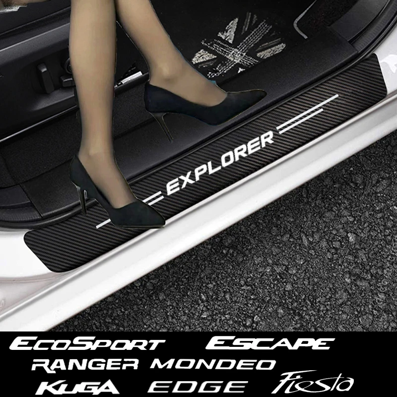 

4 шт., протектор для порога автомобильной двери из углеродного волокна