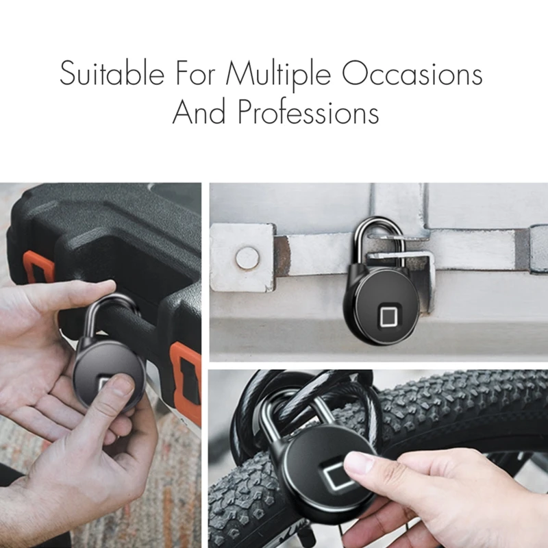 

Portable Smart Padlock Anti-Theft Fingerprint Padlock Rechargeable Waterproof 100 Days Long Standby for Office Cabinet