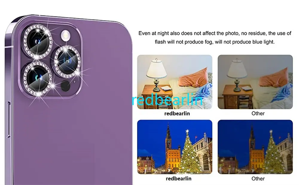 100pcs Bling Glitter Diamond Camera Mobile Phone Lens Protector Cover for IPhone 11 12 13 14 Pro max Ring Case 3D Lentes Sticker