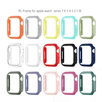 pc frame for apple watch series 7 41mm 45mm cover case for iwatch 6 5 4 3 2 se 38mm 40mm 42mm 44mm clear bumper protector