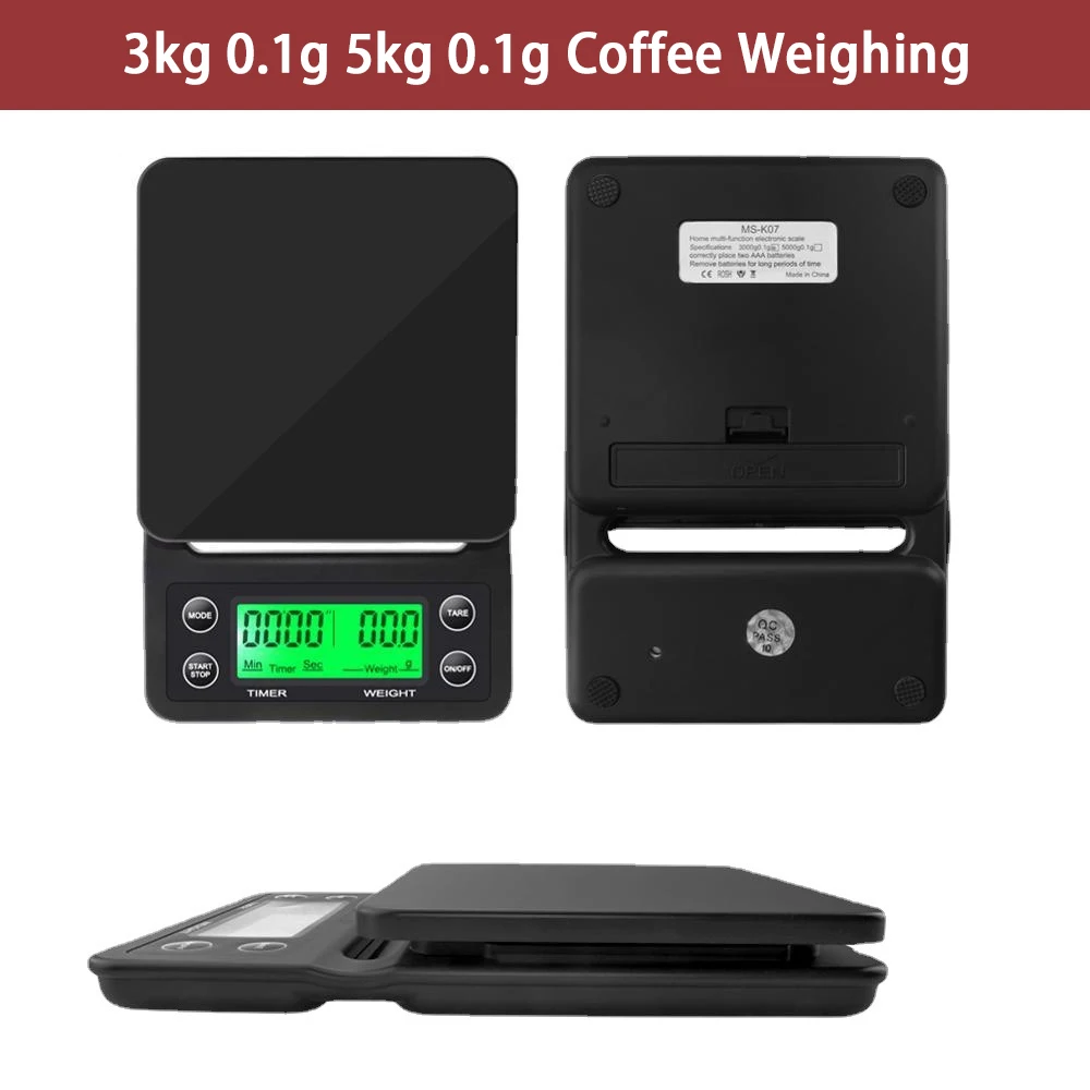 

3kg 0.1g 5kg 0.1g Coffee Weighing 0.1g Drip Coffee Scale with Timer Digital Kitchen Scale High Precision LCD Scales