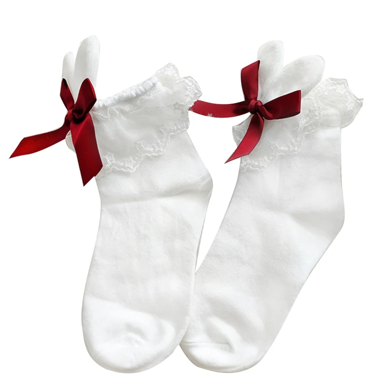 

Cute Cartoon 3D Rabbit Ears Lace Ruffle Frilly Ankle Socks Women Short Socks Fashion Socks
