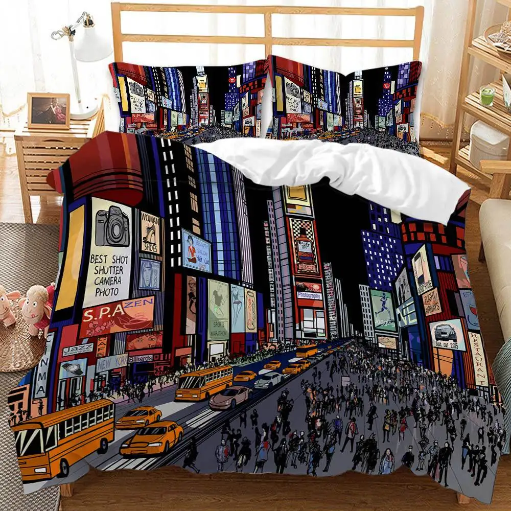 

3D Hip Hop Style Printed Bedding 3-Piece Set Duvet Cover Sets Europe Size Cartoon Duvet Cover Set Bed Set