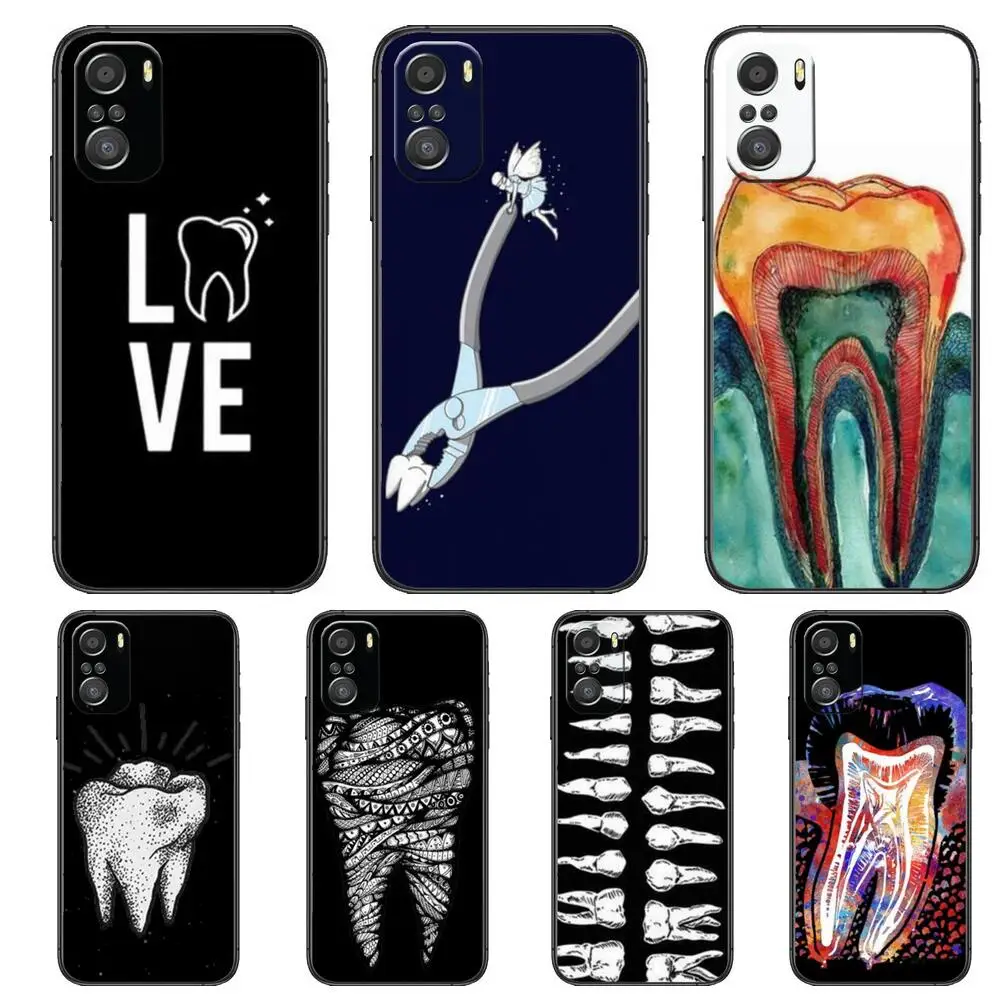 

Dentist Tooth Pattern For Xiaomi Redmi Note 10S 10 9T 9S 9 8T 8 7S 7 6 5A 5 Pro Max Soft Black Phone Case