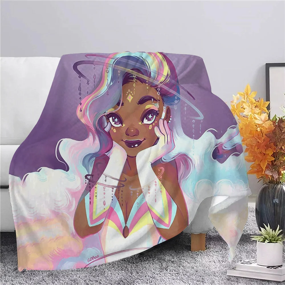 

Astronaut Afro Girls Flannel Blanket 3D Print Throw Blanket Adult Home Decor Bedspread Sofa Bedding Quilts Drop Shipping