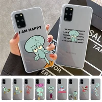 bandai cartoon squidward phone case for samsung s20 s10 lite s21 plus for redmi note8 9pro for huawei p20 clear case