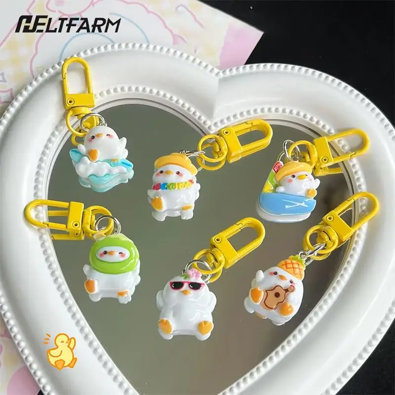 

Cute Vacation Duck Keychain Bag Pendant Key Ring Car Hanging Trinket Phone Pendant Jewelry Accessories For Girl Gifts