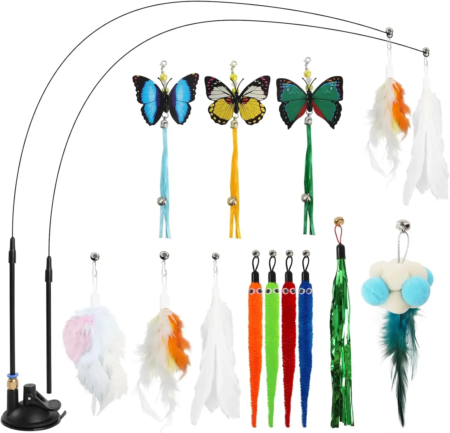 15 шт. игрушки для кошек перья искусственная игрушка котят с супер присоской