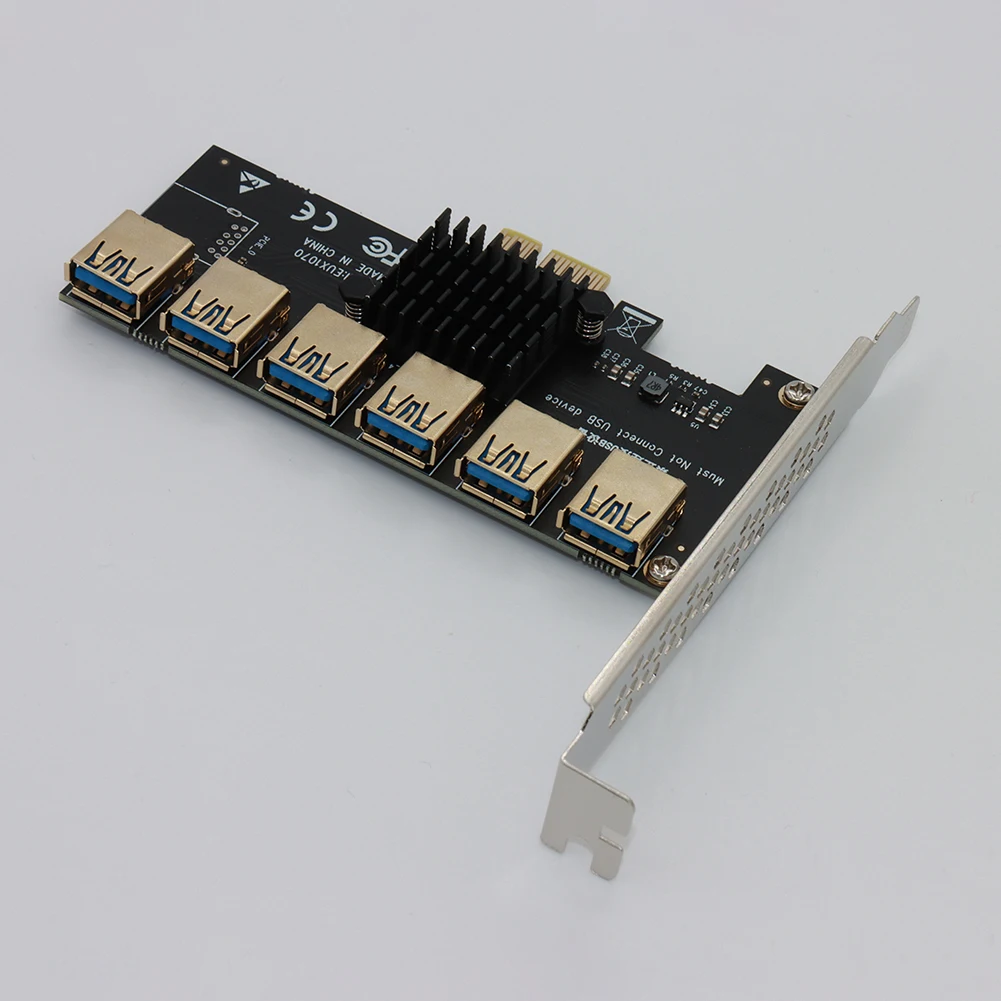 Плата расширения PCIE PCI-E с 1 на 6 USB 3 0 усилитель концентратора X16 PCI плата радиатором