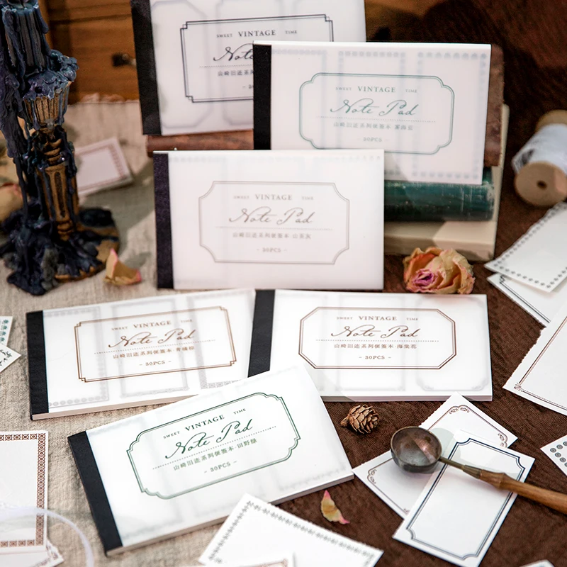 

30pc Old Trace Series Notebook Material Handbook Decorative Collage Bottoming Message Scrapbook Planner Journal Label Stationery