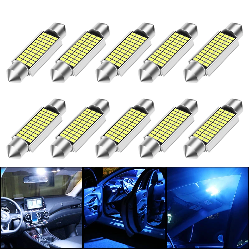 

10Pcs C10W C5W LED Festoon 31mm 36mm 39mm 41mm LED Bulb Car Interior Dome Reading Light Canbus 3014 SMD Auto License Plate Lamp