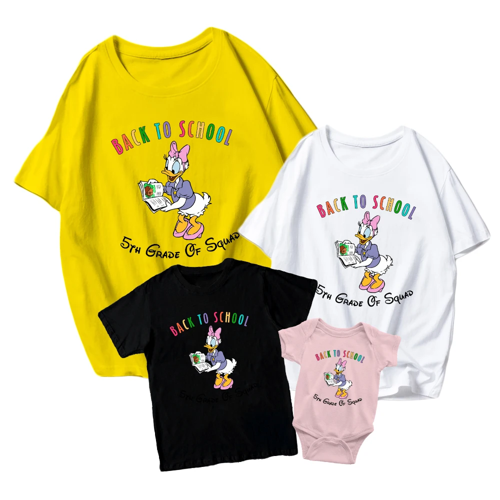 

Summer School Season New T-shirt Disney Dais Cartoon Print Parent-child Adult Unisex Girl Baby Boy Fashion Casual Comfortable