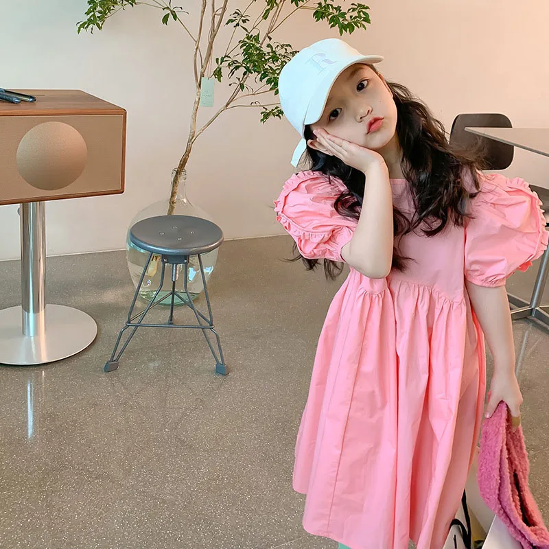 

MILANCEL, Новинка лета 2022, детская одежда, милое однотонное платье для девочек, платье принцессы с пышными рукавами