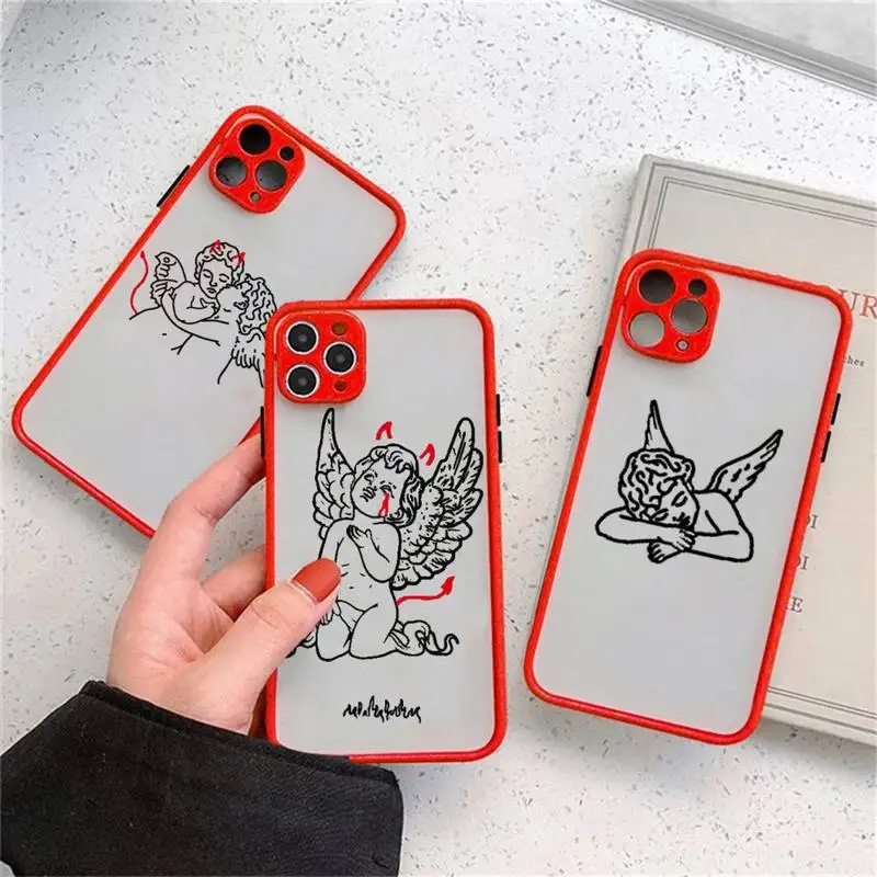 

Crying angel demon art line Phone Case matte transparent For iphone 14 11 12 13 plus mini x xs xr pro max cover