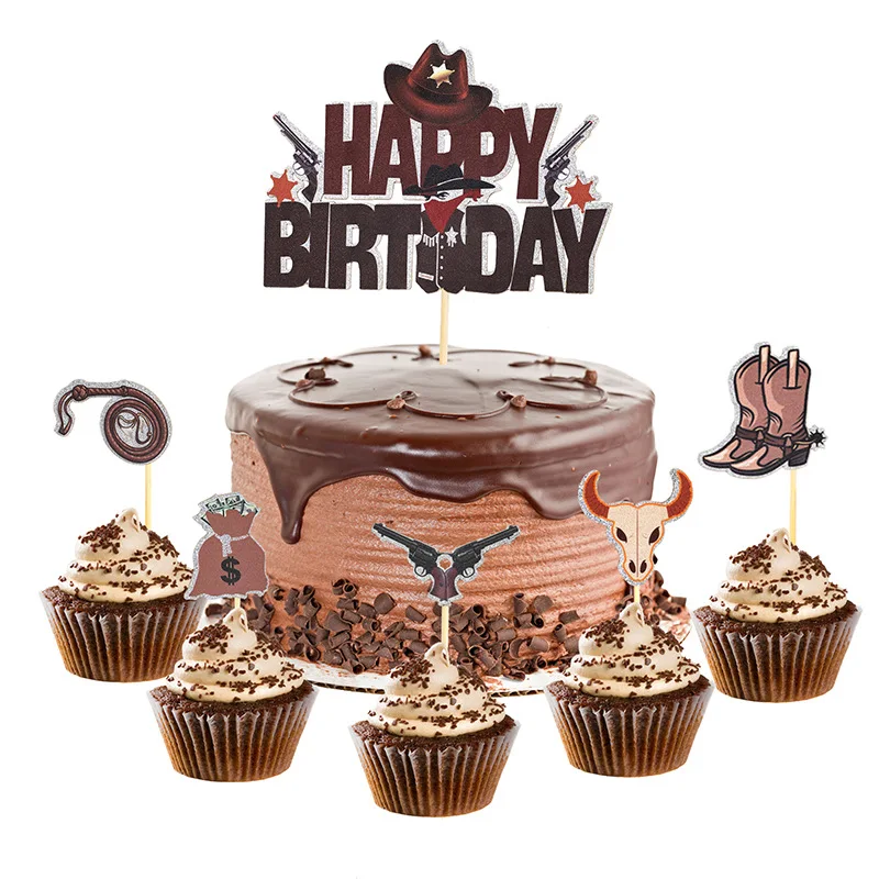 Новая западная ковбойская шляпа топпер для торта дня рождения искусственные