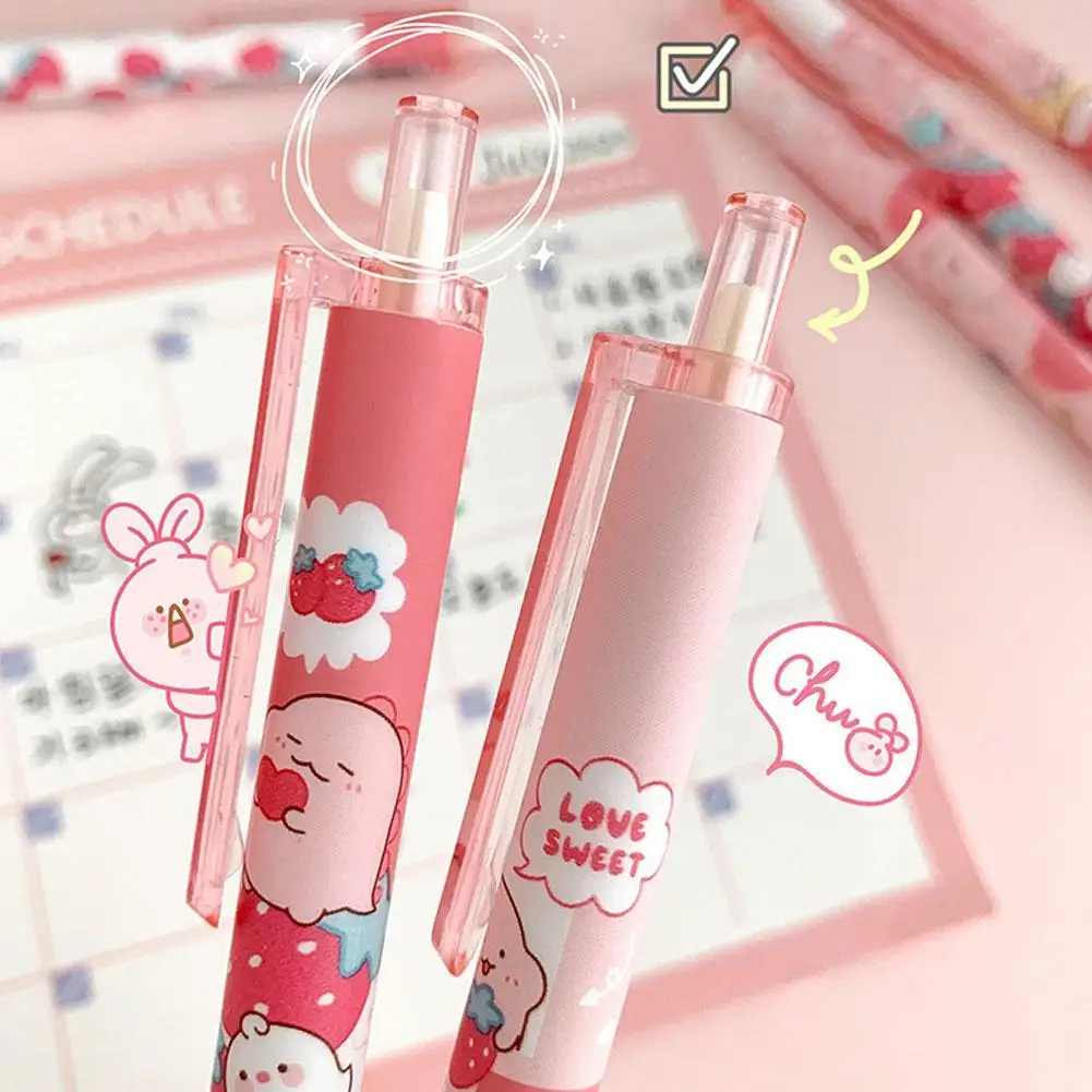 Little Dinosaur Cartoon Pressing Pen Gel Pen 0.5mm Roller Ballpoint Pen Cute Pink Stationery Bullet Head Signature Pen Stationer images - 6
