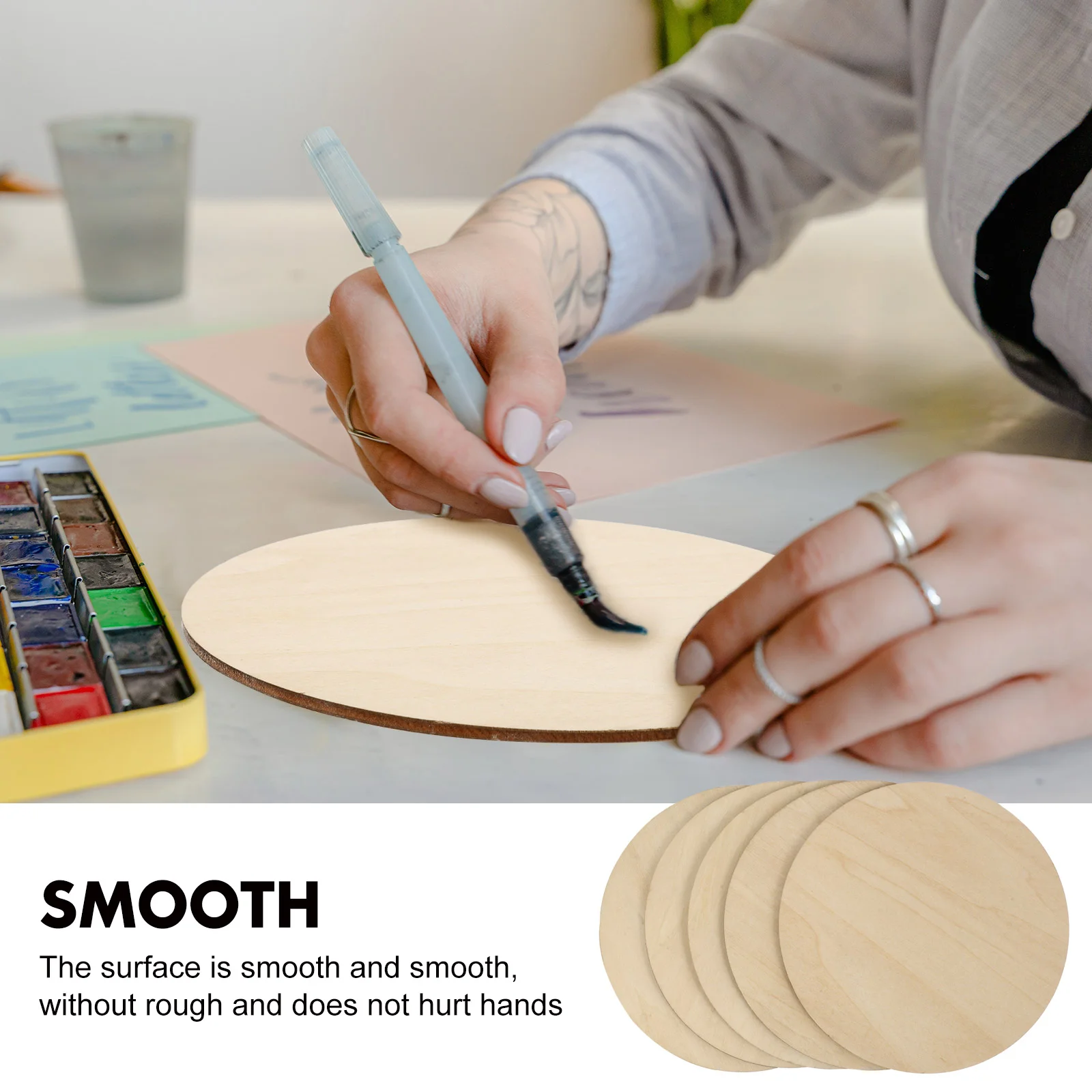 5 шт. круглые деревянные чипсы круги знаки украшение простые ломтики материалы