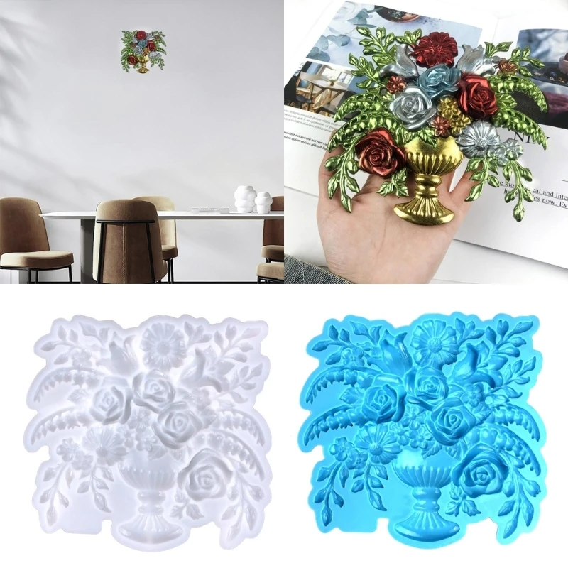 

Силиконовая форма для цветочного горшка с розой, форма для украшения дома, инструмент для орнамента «сделай сам», антипригарное