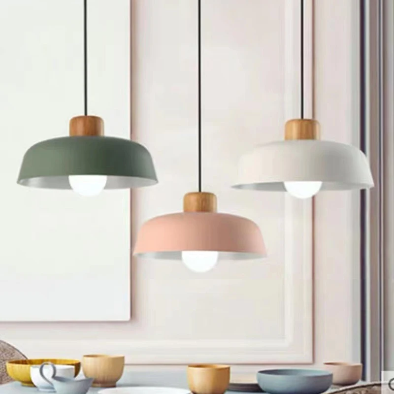 

Nordic Chandelier Modern Pendant Lamps Restaurant Kitchen Iron Hanging Light Creative Macaron Indoor lamps For Home Decor