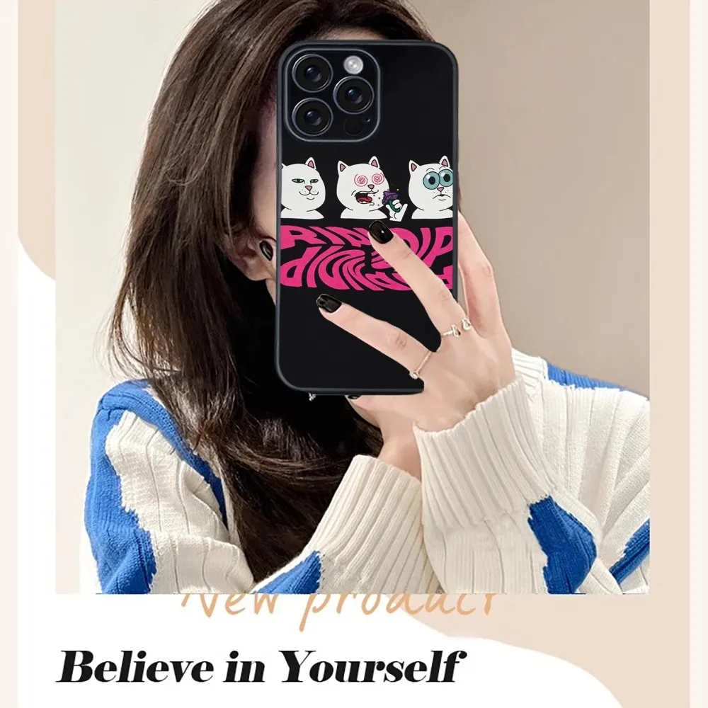 Funny R-RipndipS CAT Phone Case For iPhone 16 15 14 13 12 11 PRO MAX PLUS Mini TPU Soft to Skin-friendly case