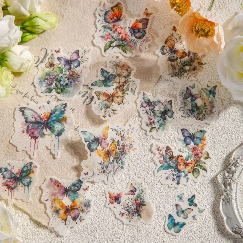 20 Шт. Бумажные Наклейки Ручной Работы С Цветами И Бабочками 132x75 Мм Для