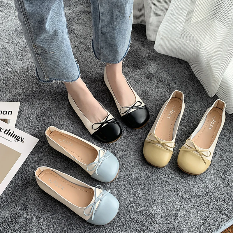 

Ballerinas Woman 2022 Round Toe Female Shoes Casual Sneaker Shallow Mouth Ballet Dress Moccasin Summer New Boat Solid Slip-On Le