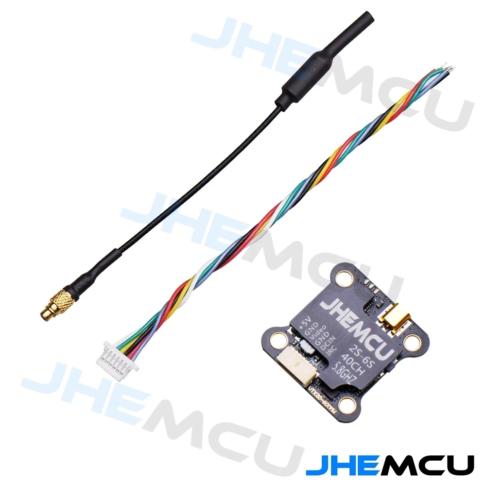JHEMCU VTX20-600 5.8G 40CH PitMode 25mW 100mW 200mW 400mW 600mW Регулируемый передатчик видео сигнала 7-26V для гонок RC FPV и фристайла на дронах 20х20 мм.