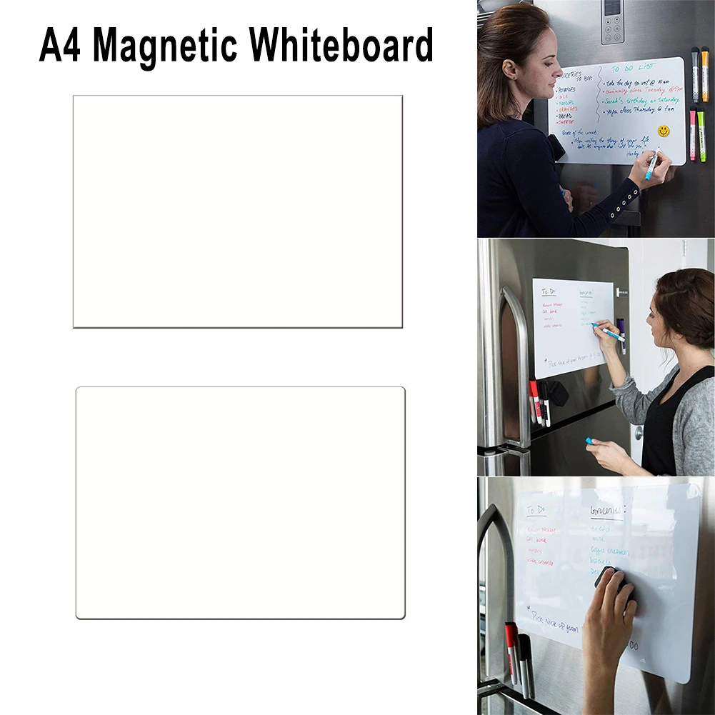 

A4 Magnetic Whiteboard Dry Erase Board Fridge Markers WhiteBoard Sheet Home Erasable Flexible Refrigerator Magnet Memo Board