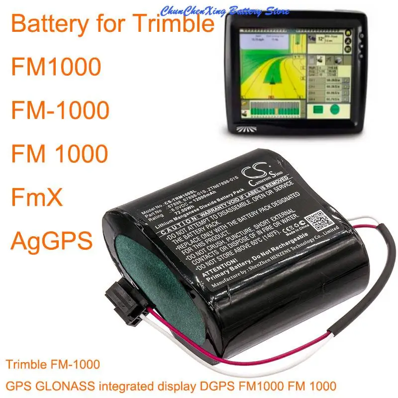 Batería de 12000mAh para Trimble FM1000, ZTN67898-01S, FM 1000, FmX, AgGPS, FM-1000