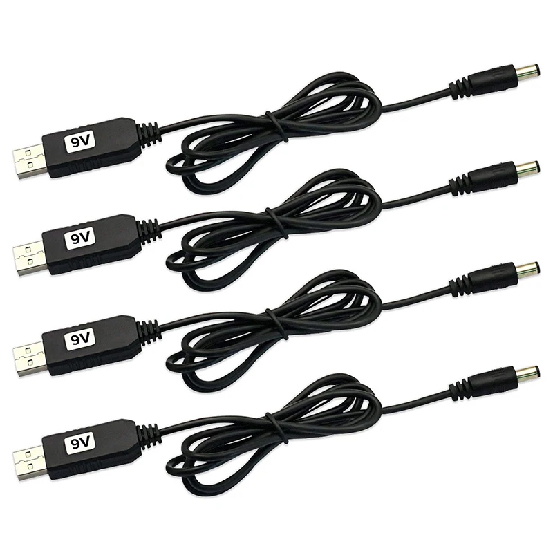 

4PCS USB DC 5V To DC 9V Step Up Converter Cable With DC Jack 5.5 X 2.1Mm,USB Boost Cable